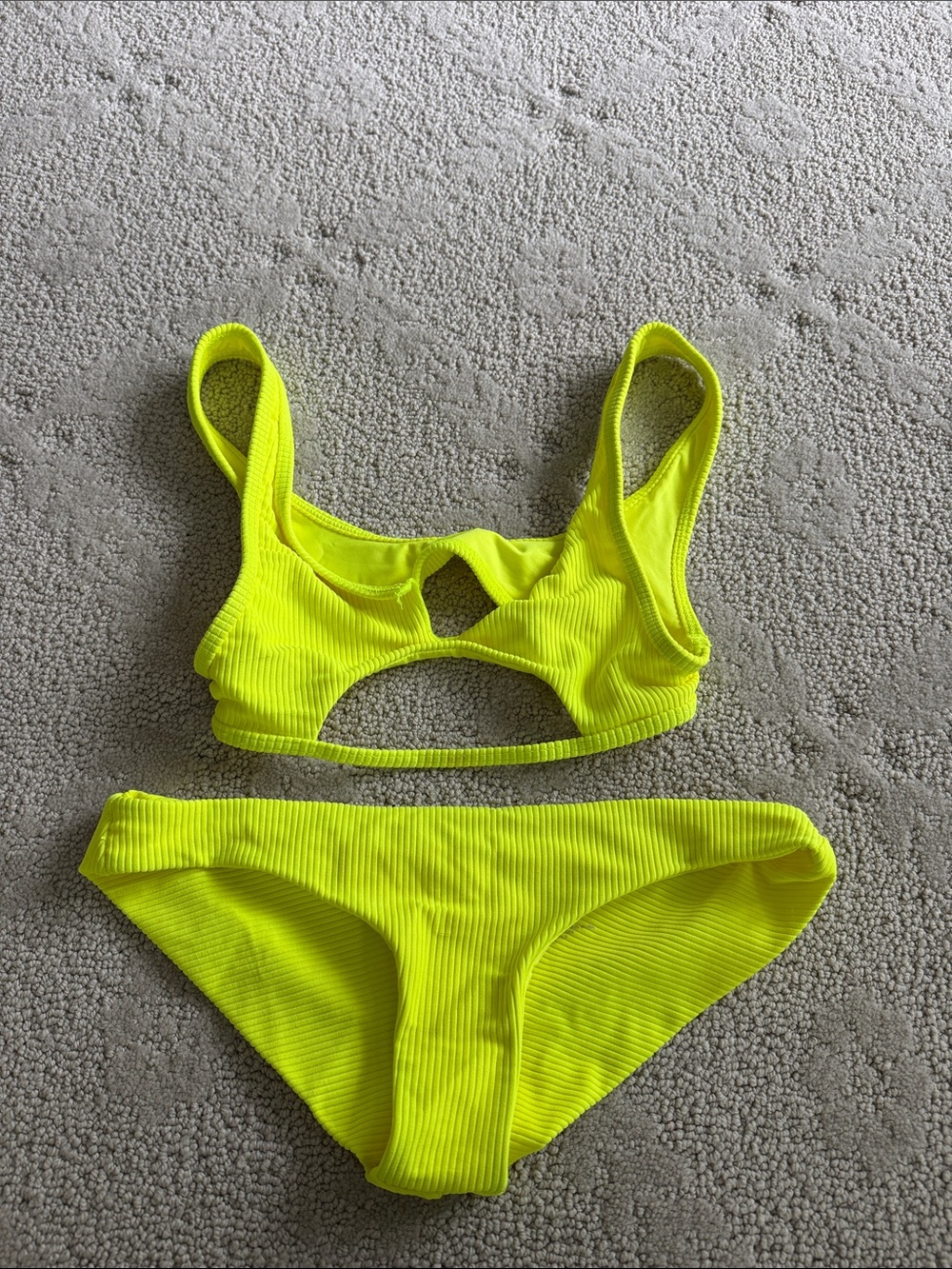 Frankie's Bikinis Neon Yellow Ribbed Two-Piece Bikini